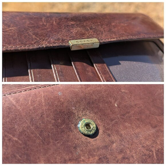 Vintage Coach Leather Trifold Full Size Wallet Brown - Picture 11 of 12